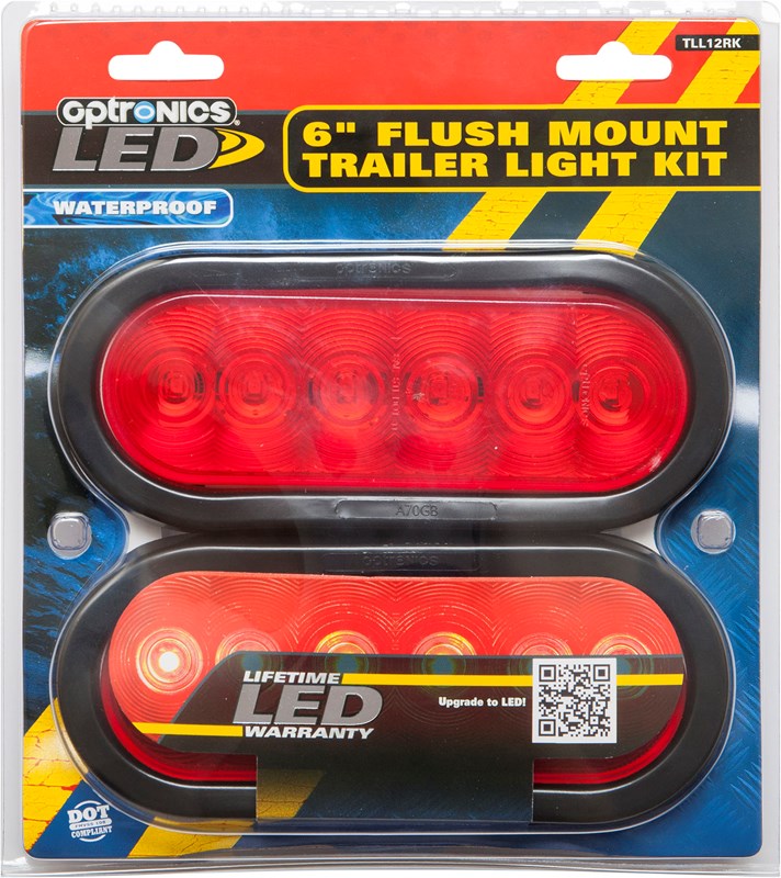 Optronik, 6" Flush Mount Trailer Light Kit, Waterproof